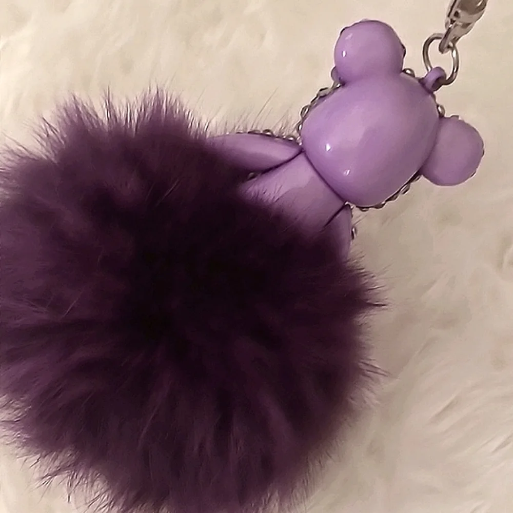 Fur and Crystal Bling Bear Key Ring